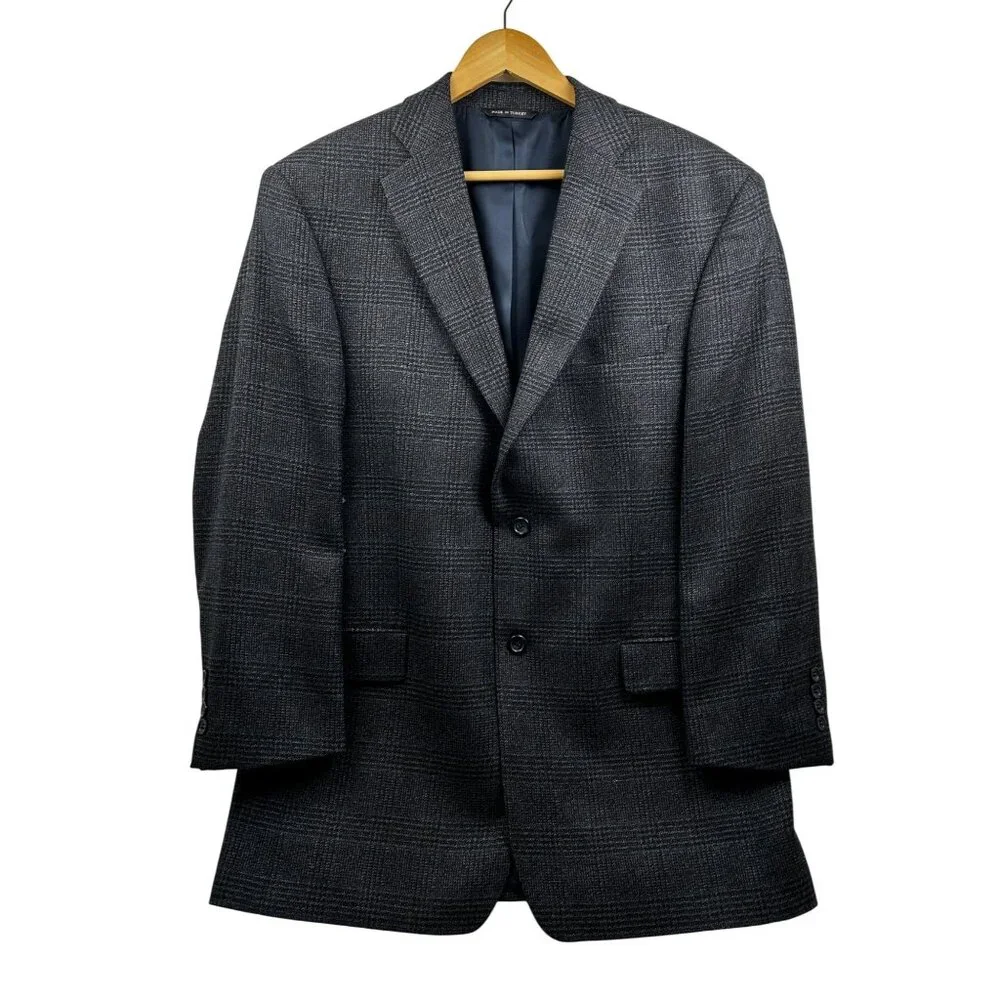 Joseph & Feiss Blazer Mens 44 100%‎ Lambswool Blazer Gray Glen Plaid Sport Coat